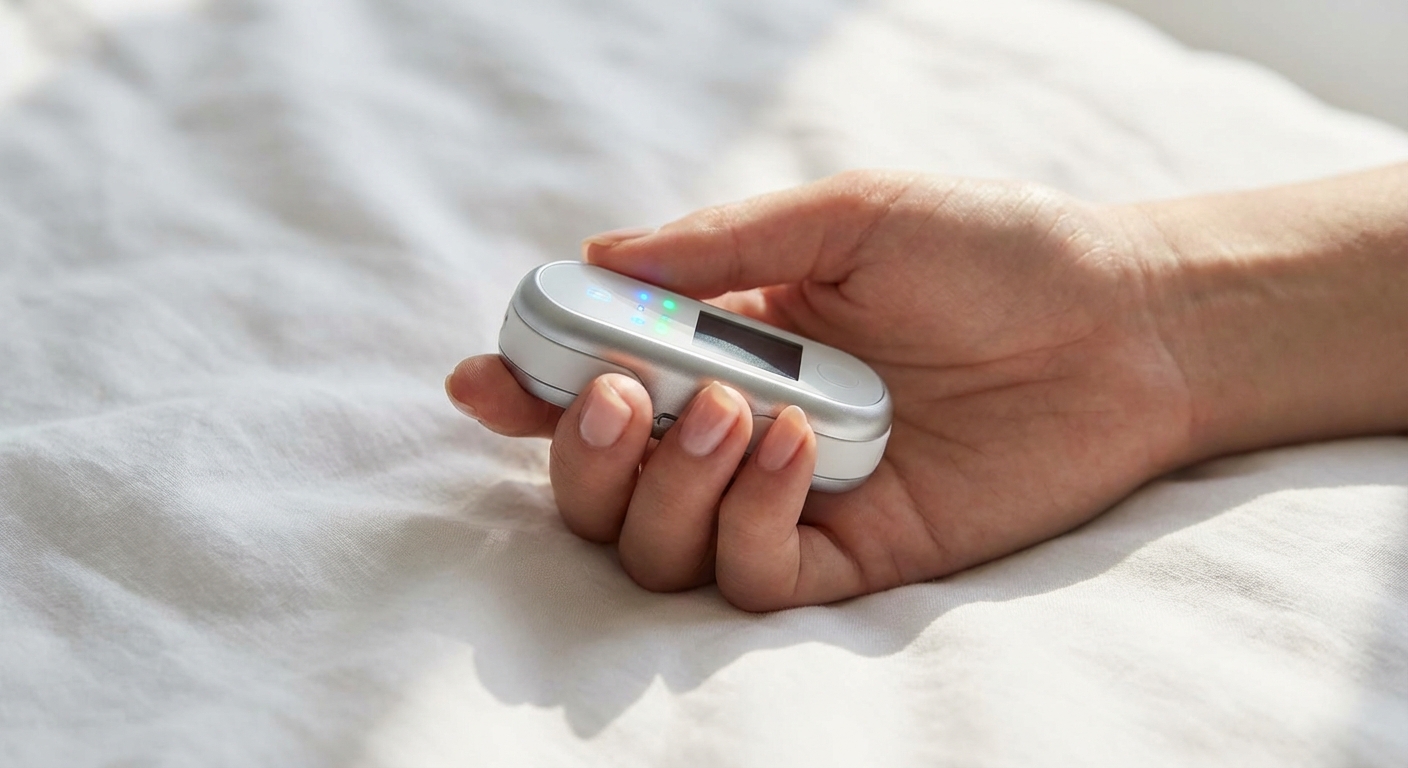 Détail macro montrant l'ergonomie et la douceur des matériaux de santé