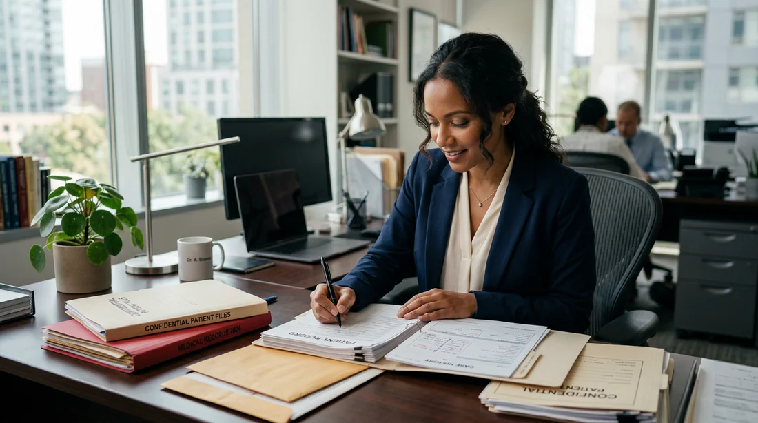 Environnement de bureau professionnel pour illustrer les démarches administratives liées à l'invalidité