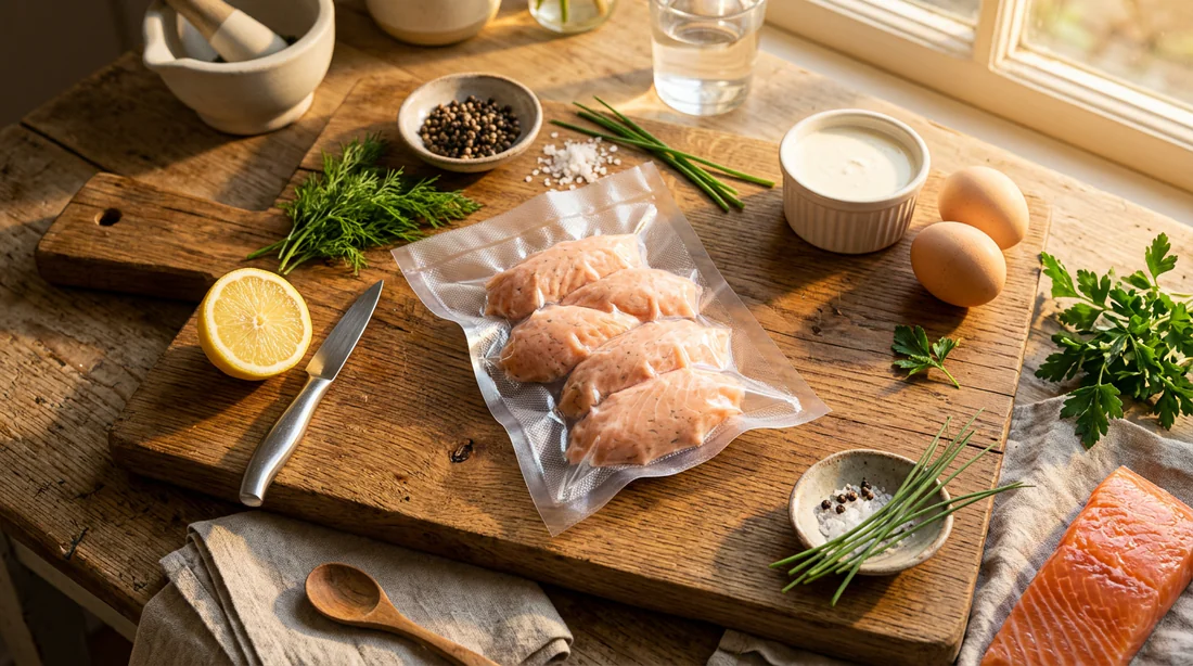 Illustration de quenelles conditionnées sous vide