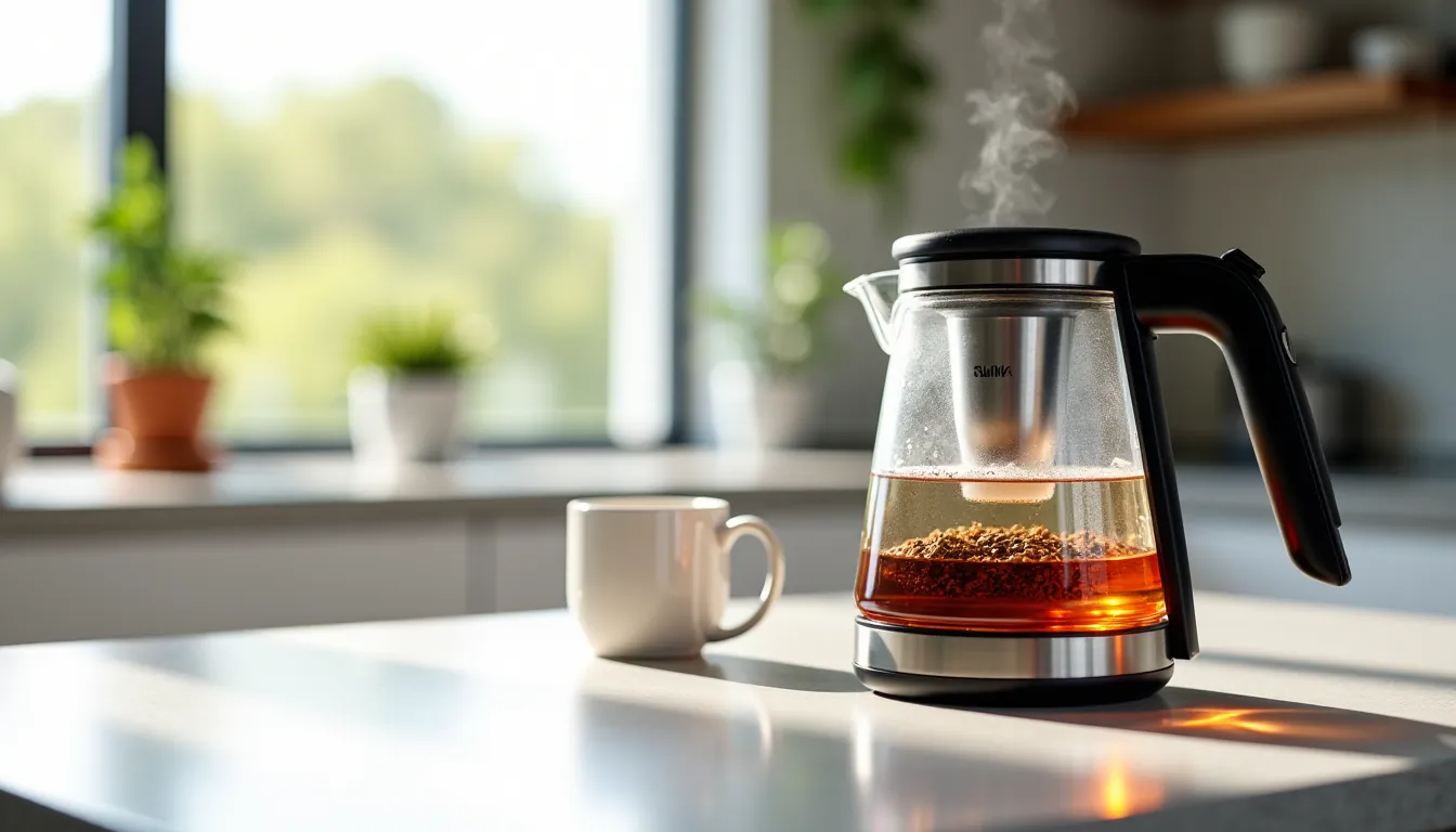 Illustration : en termes de sécurité, l'arrêt automatique est une — théière électrique avec infuseur : le secret d'une infusion parfaite à la maison